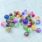 100pcs Crackle Acrylic Beads 12mm Round Crystal Acrylic Craft Beads for Jewelry Making DIY Bracelet Necklace Handmade Craft Decoration(Red-Lake Blue)